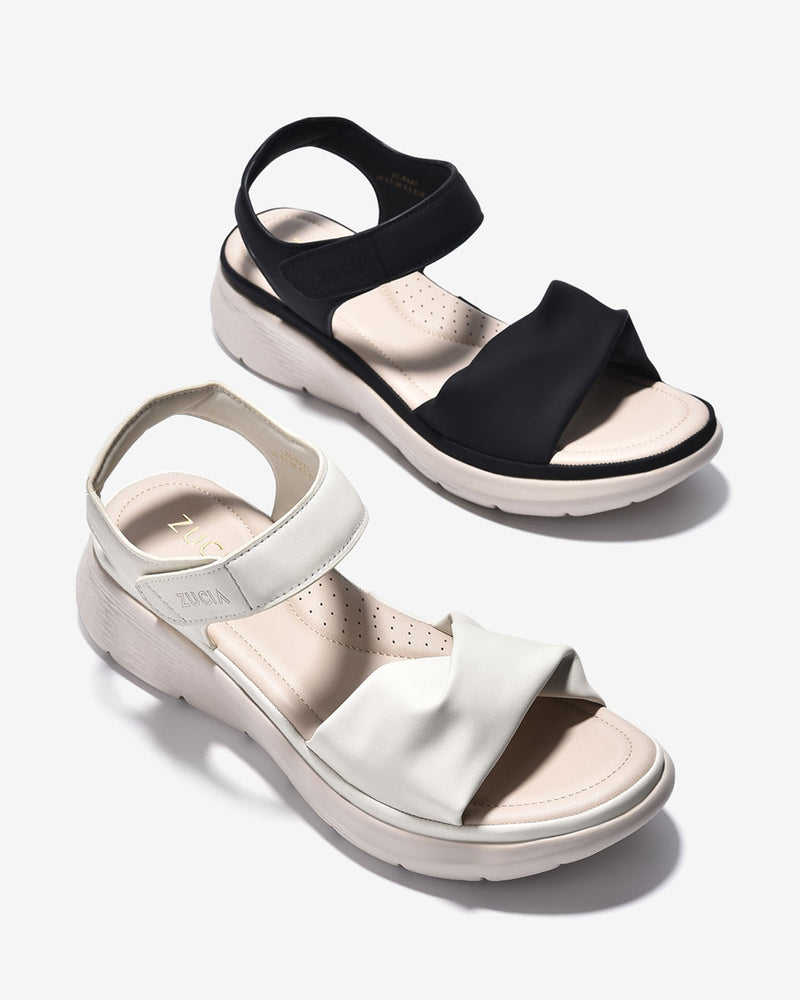 Giày Sandal Zucia Quai Trơn Xoắn Cách Điệu-SRXA7-Kem Color2