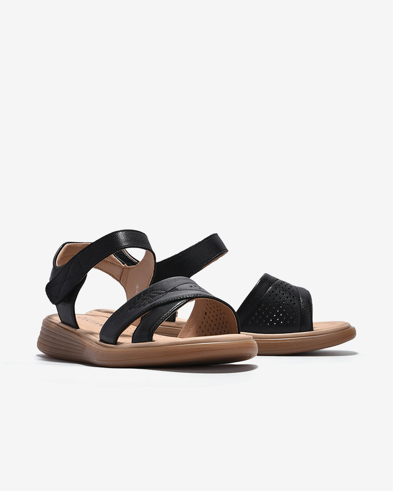 Sandals Nữ Zuciani Quai Ngang Thêu Hoạ Tiết-SCF60-Đen Color2