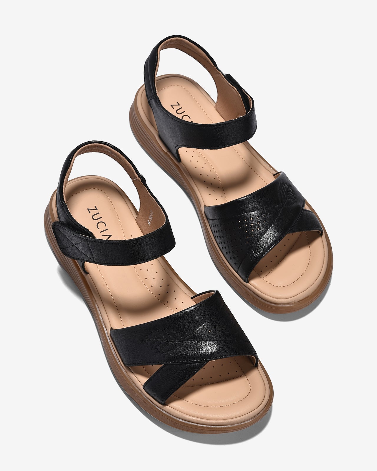Sandals Nữ Zuciani Quai Ngang Thêu Hoạ Tiết-SCF60-Đen Color2