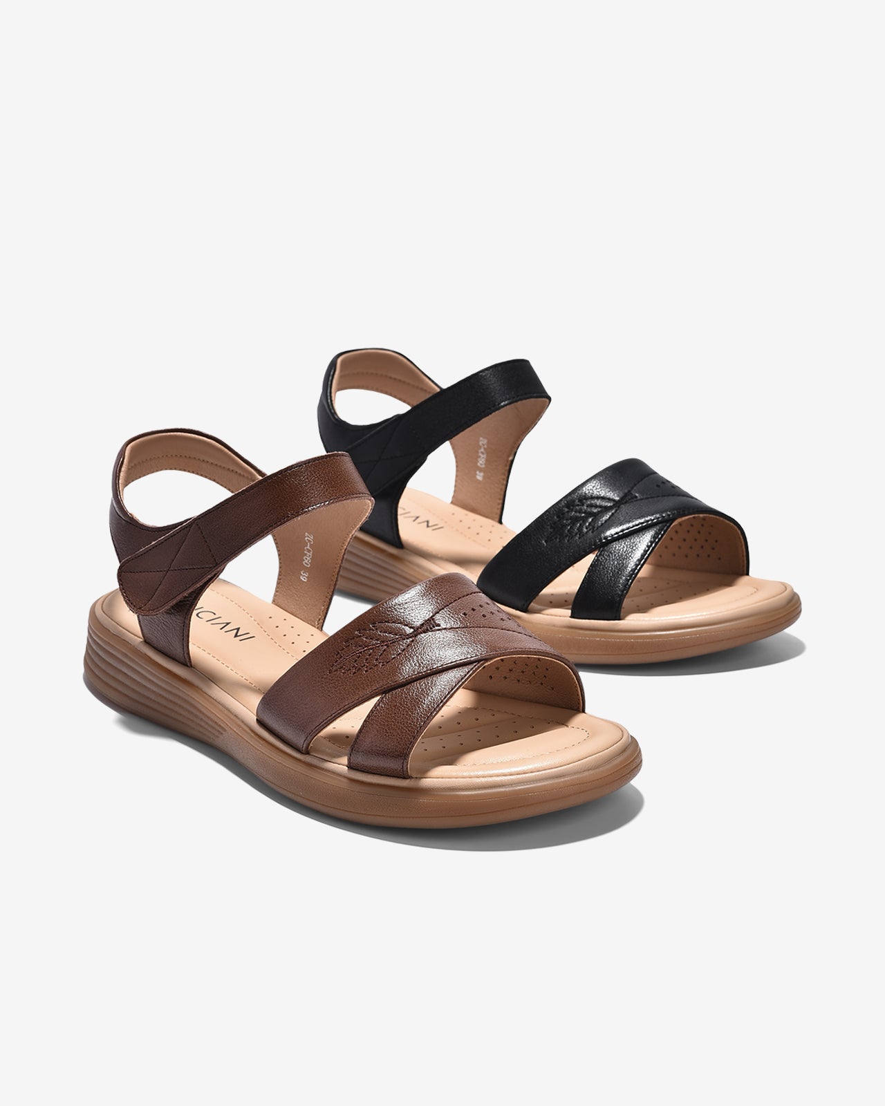 Sandals Nữ Zuciani Quai Ngang Thêu Hoạ Tiết-SCF60-Đen Color1