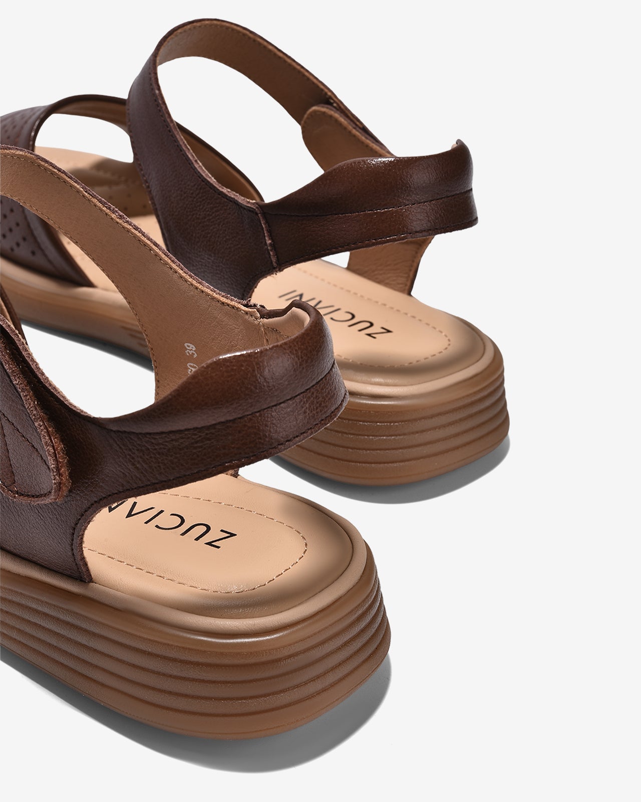 Sandals Nữ Zuciani Quai Ngang Thêu Hoạ Tiết-SCF60-Nâu Color2