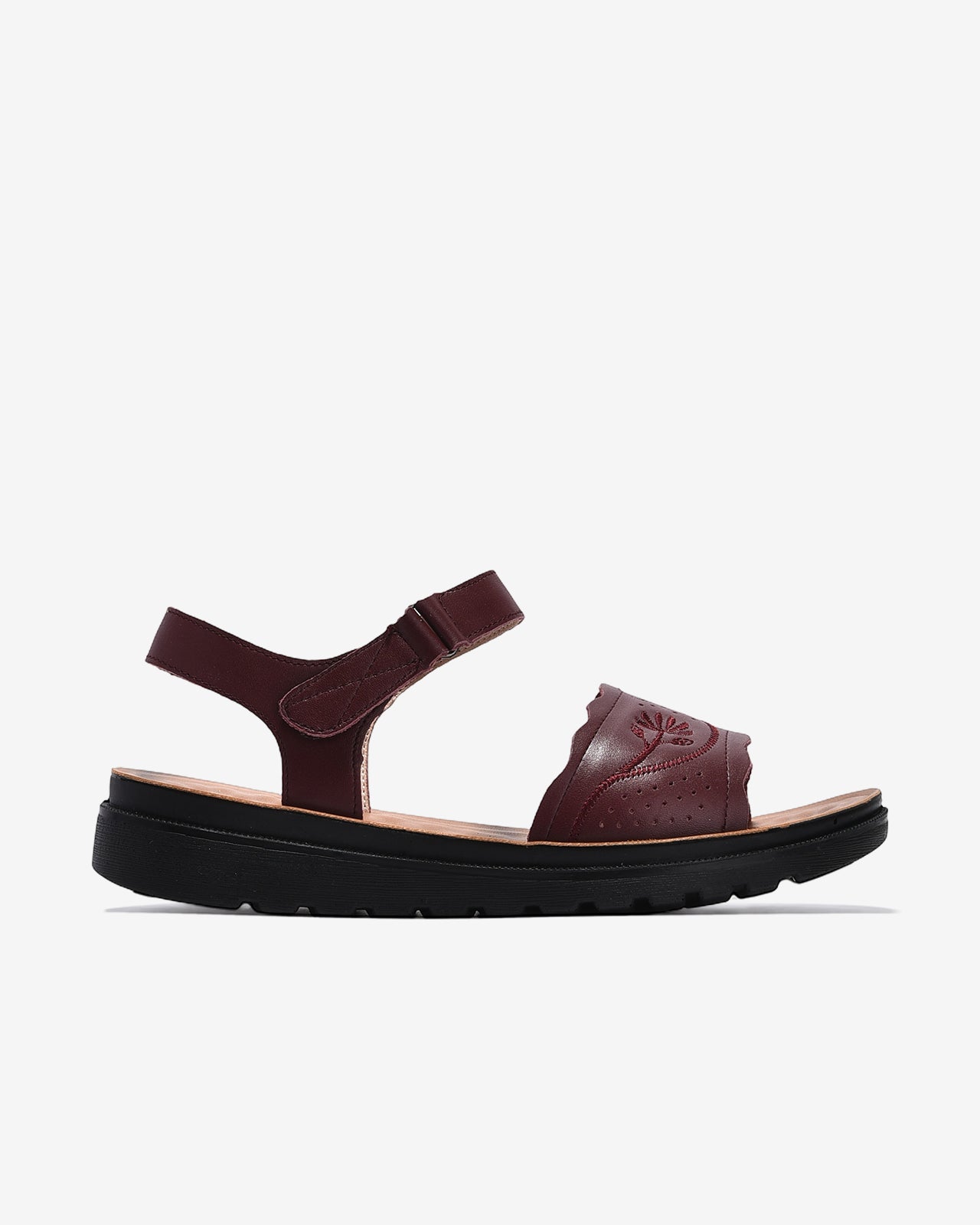 Sandals Nữ Zuciani Quai Ngang Đục Lỗ Thêu Hoa-SCF61-Đỏ Color1First