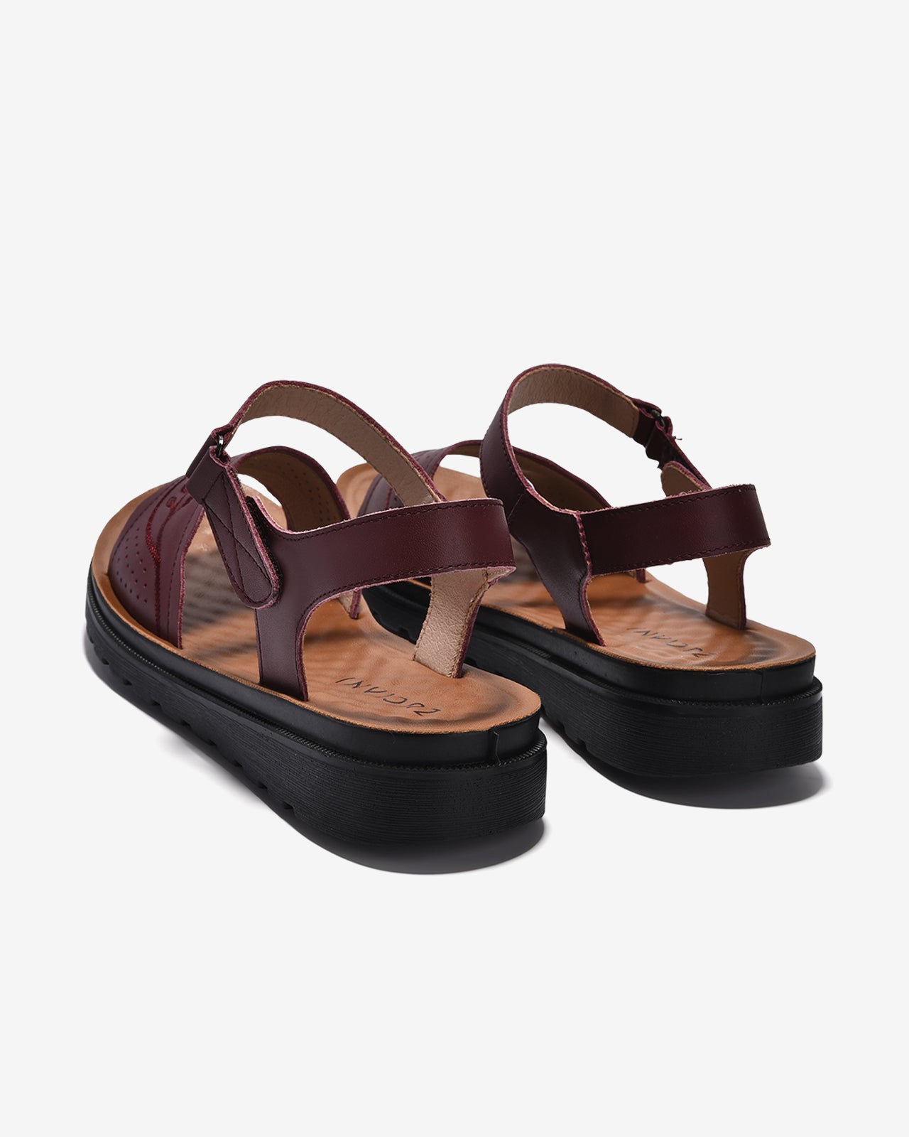Sandals Nữ Zuciani Quai Ngang Đục Lỗ Thêu Hoa-SCF61-Đỏ Color1