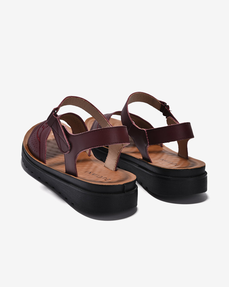 Sandals Nữ Zuciani Quai Ngang Đục Lỗ Thêu Hoa-SCF61-Đỏ Color2