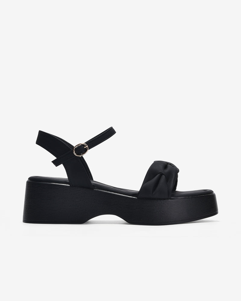Giày Sandal Xuồng Zucia Quai Ngang Đan Xoắn-SHLJ7-Đen Color2First
