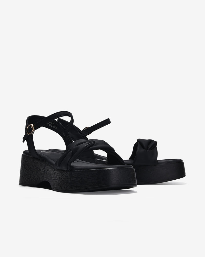 Giày Sandal Xuồng Zucia Quai Ngang Đan Xoắn-SHLJ7-Đen Color2