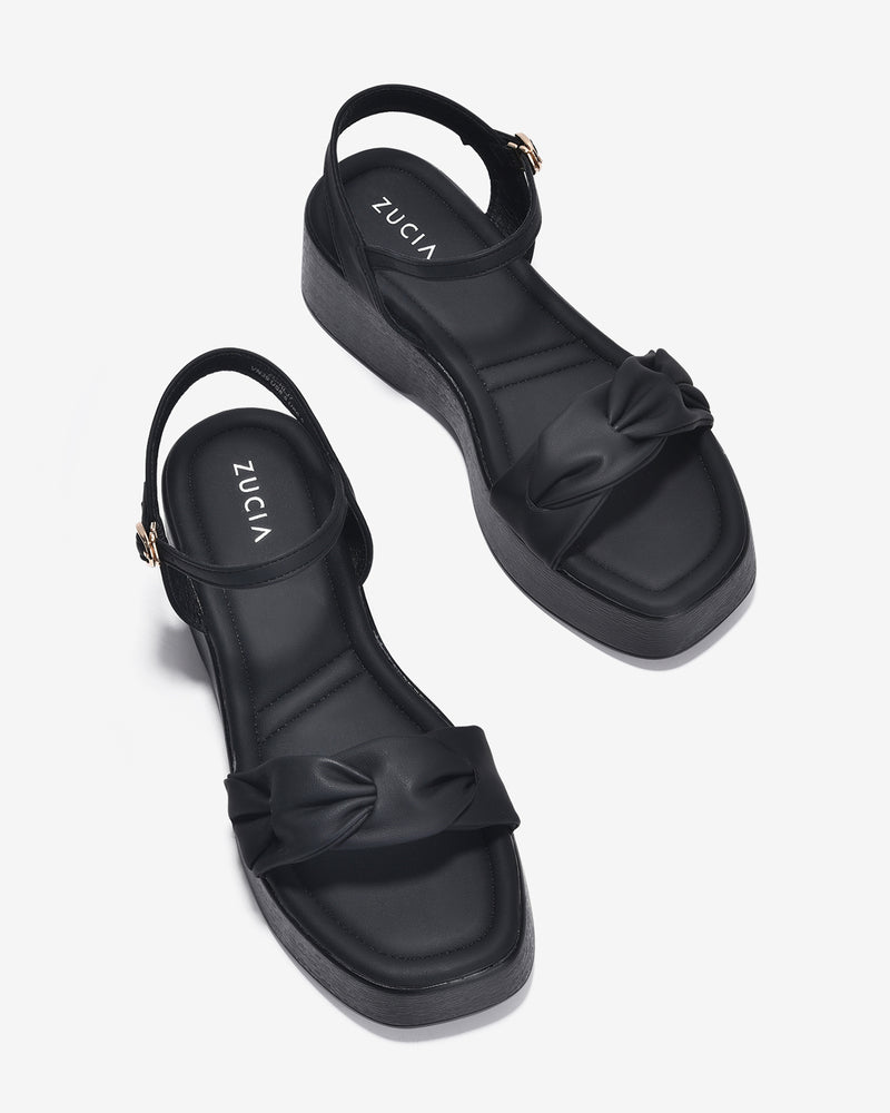 Giày Sandal Xuồng Zucia Quai Ngang Đan Xoắn-SHLJ7-Đen Color2