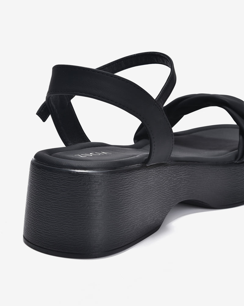 Giày Sandal Xuồng Zucia Quai Ngang Đan Xoắn-SHLJ7-Đen Color2