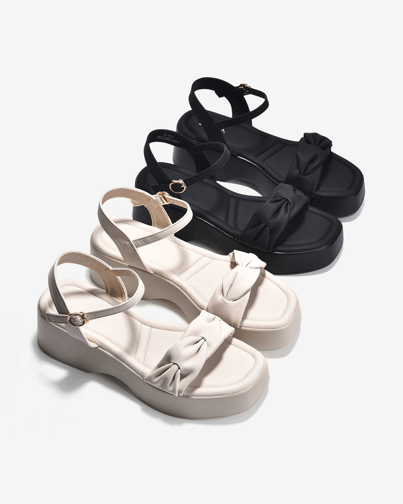 Giày Sandal Xuồng Zucia Quai Ngang Đan Xoắn-SHLJ7-Đen Color2