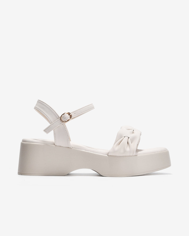 Giày Sandal Xuồng Zucia Quai Ngang Đan Xoắn-SHLJ7-Kem Color1First