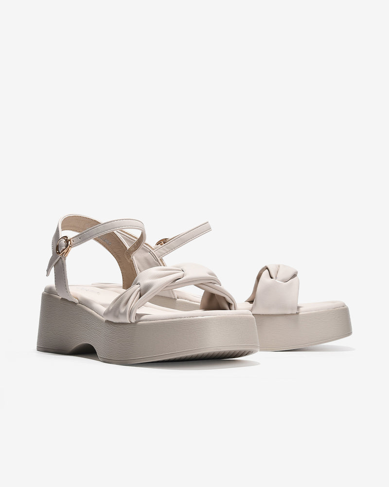 Giày Sandal Xuồng Zucia Quai Ngang Đan Xoắn-SHLJ7-Kem Color1