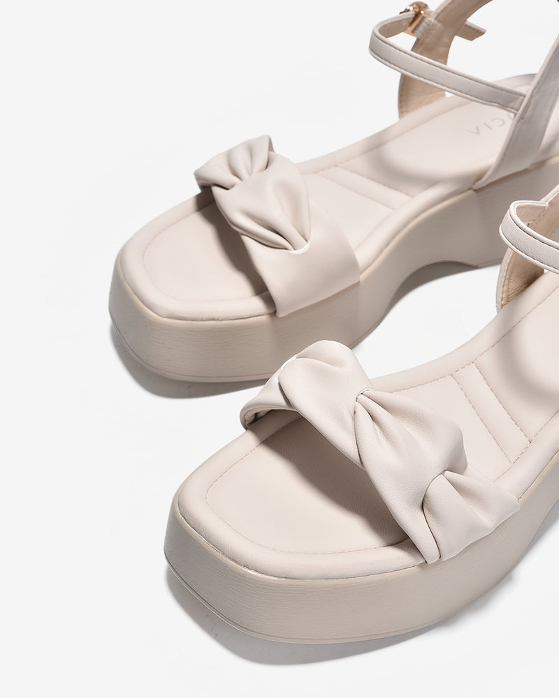 Giày Sandal Xuồng Zucia Quai Ngang Đan Xoắn-SHLJ7-Kem Color2
