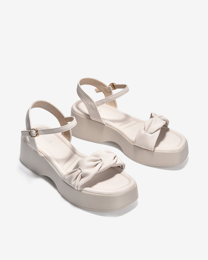 Giày Sandal Xuồng Zucia Quai Ngang Đan Xoắn-SHLJ7-Kem Color2