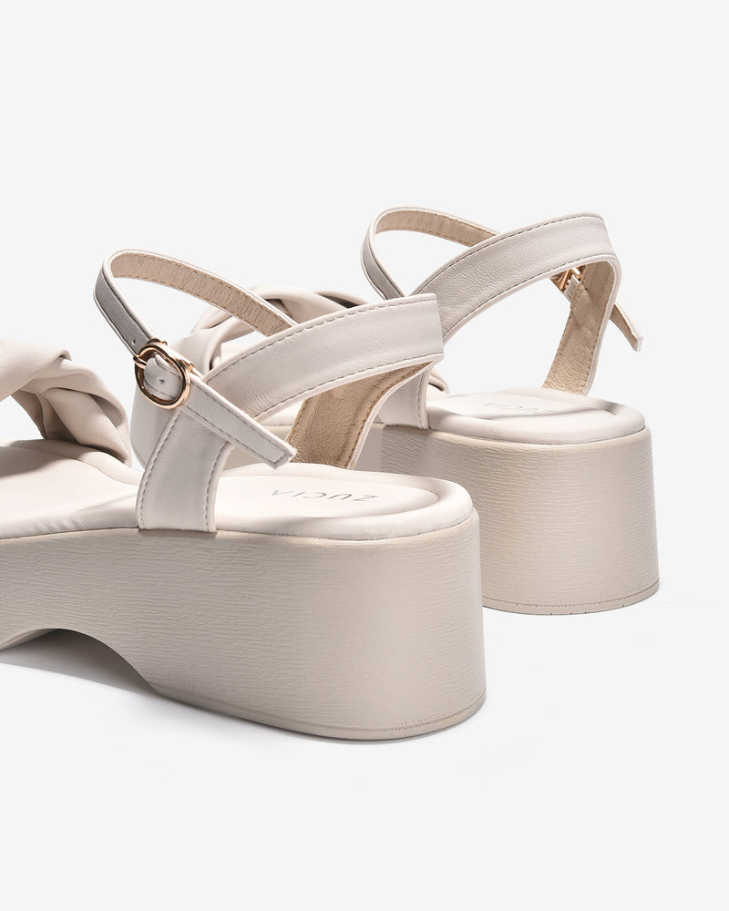 Giày Sandal Xuồng Zucia Quai Ngang Đan Xoắn-SHLJ7-Kem Color2