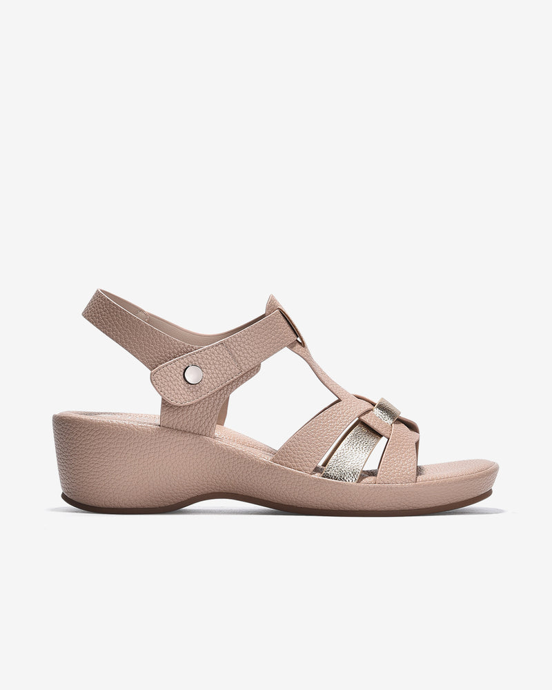 Giày Sandal Xuồng Zucia Quai T-Strap Ánh Kim-SHLJ8-Hồng Color2First