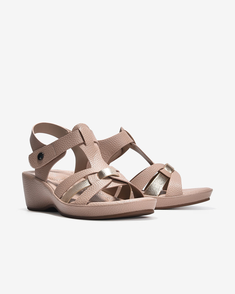 Giày Sandal Xuồng Zucia Quai T-Strap Ánh Kim-SHLJ8-Hồng Color2