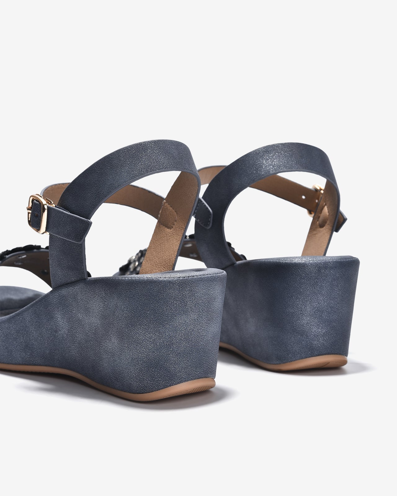 Giày Sandal Cao Gót Zucia Quai Ngang Đính Hoa-SHLK2-Xanh Color2