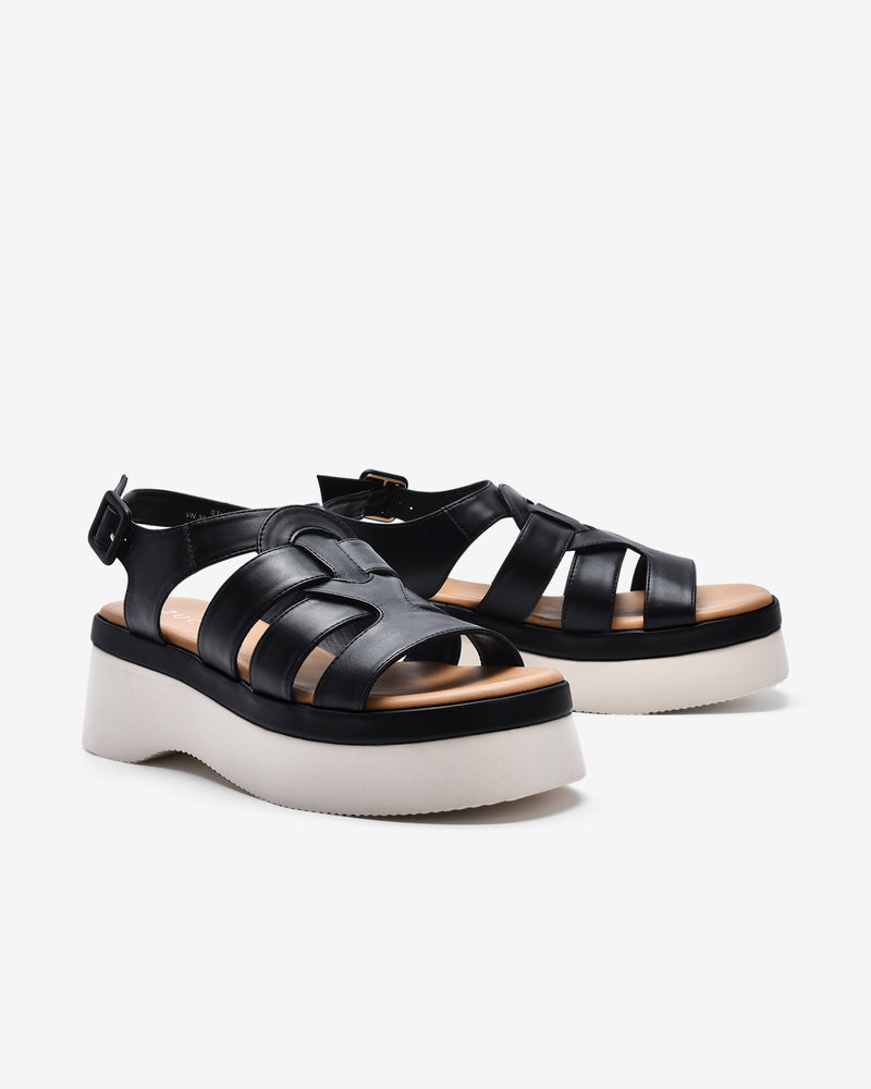 Giày Sandal Xuồng Zucia Đế Platform Sole Tôn Dáng-STH90-Đen Color1
