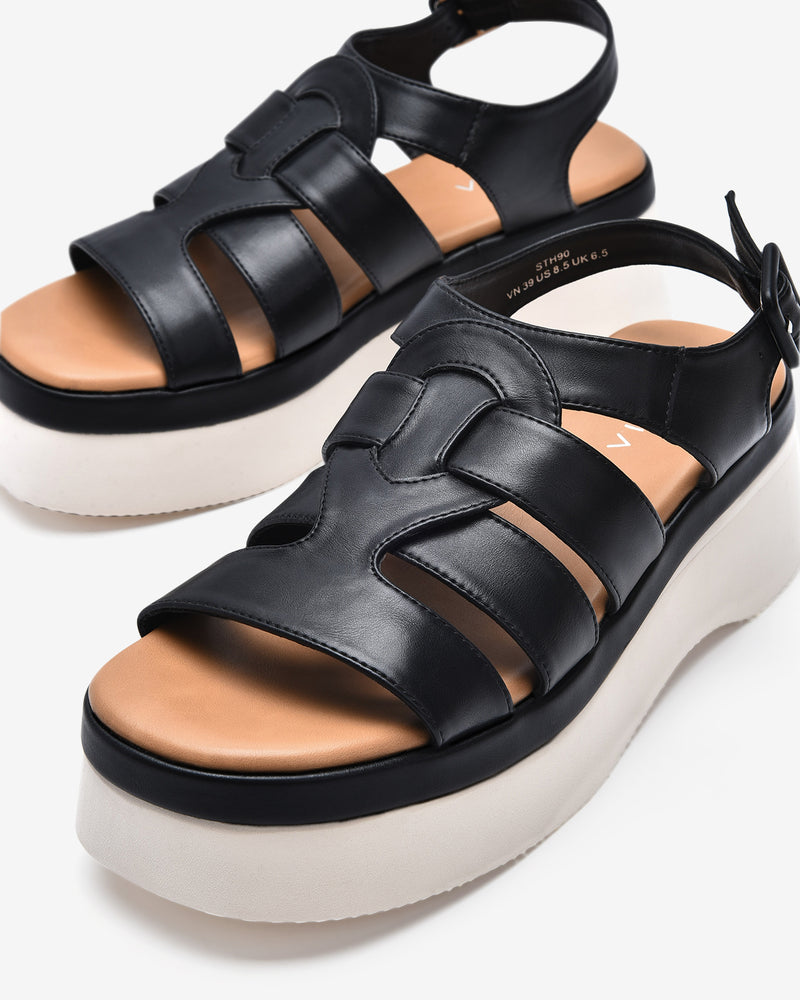 Giày Sandal Xuồng Zucia Đế Platform Sole Tôn Dáng-STH90-Đen Color1