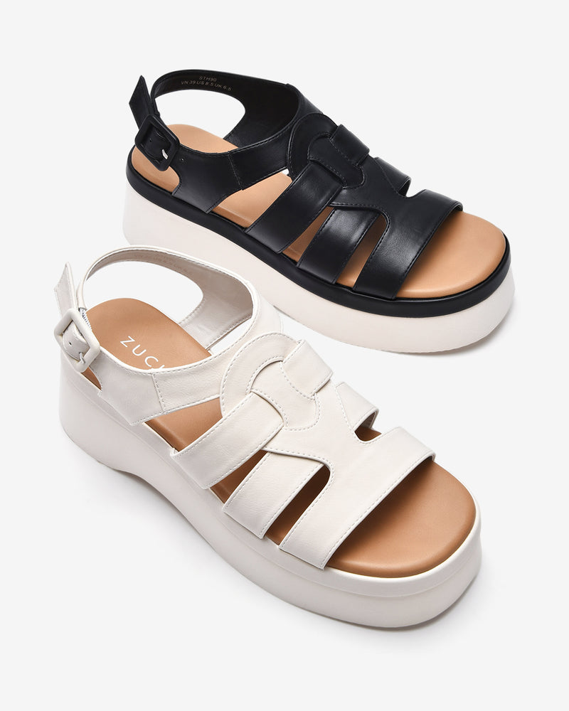 Giày Sandal Xuồng Zucia Đế Platform Sole Tôn Dáng-STH90-Đen Color1