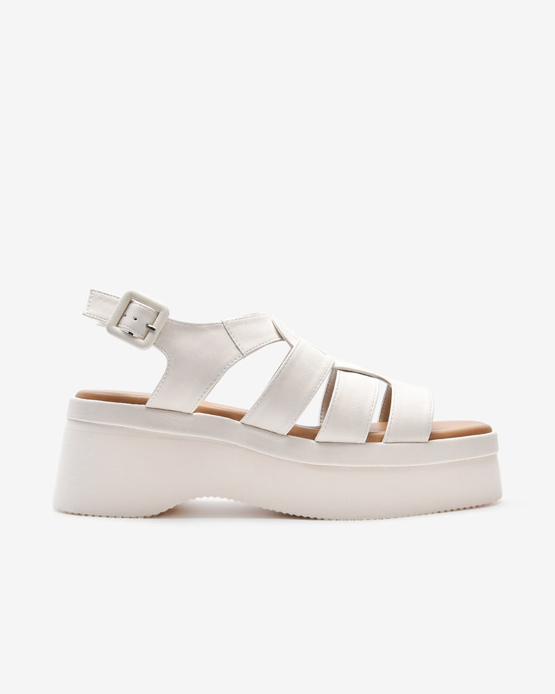 Giày Sandal Xuồng Zucia Đế Platform Sole Tôn Dáng-STH90-Trắng Color2First