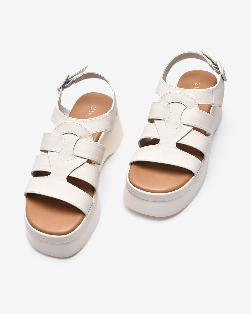 Giày Sandal Xuồng Zucia Đế Platform Sole Tôn Dáng-STH90-Trắng Color2