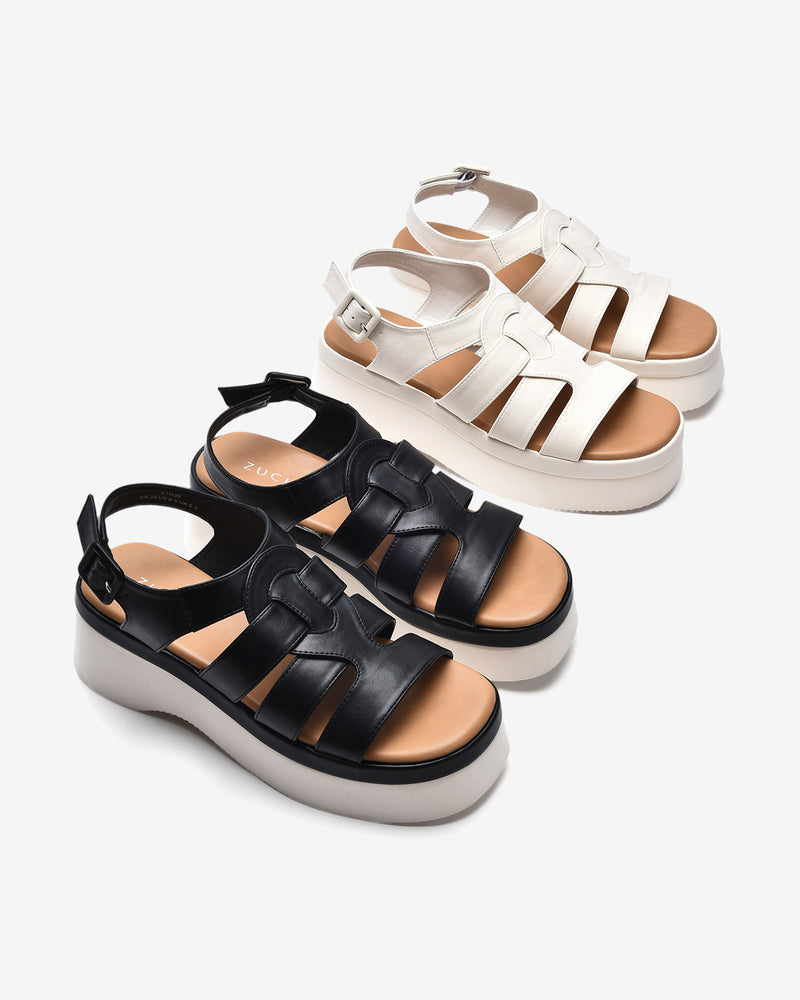 Giày Sandal Xuồng Zucia Đế Platform Sole Tôn Dáng-STH90-Trắng Color1