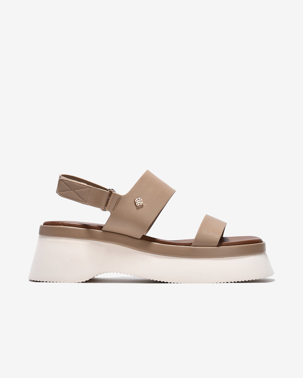 Sandal Xuồng Zucia Hai Quai Ngang Đính Logo-STH99-Cafe Color2First