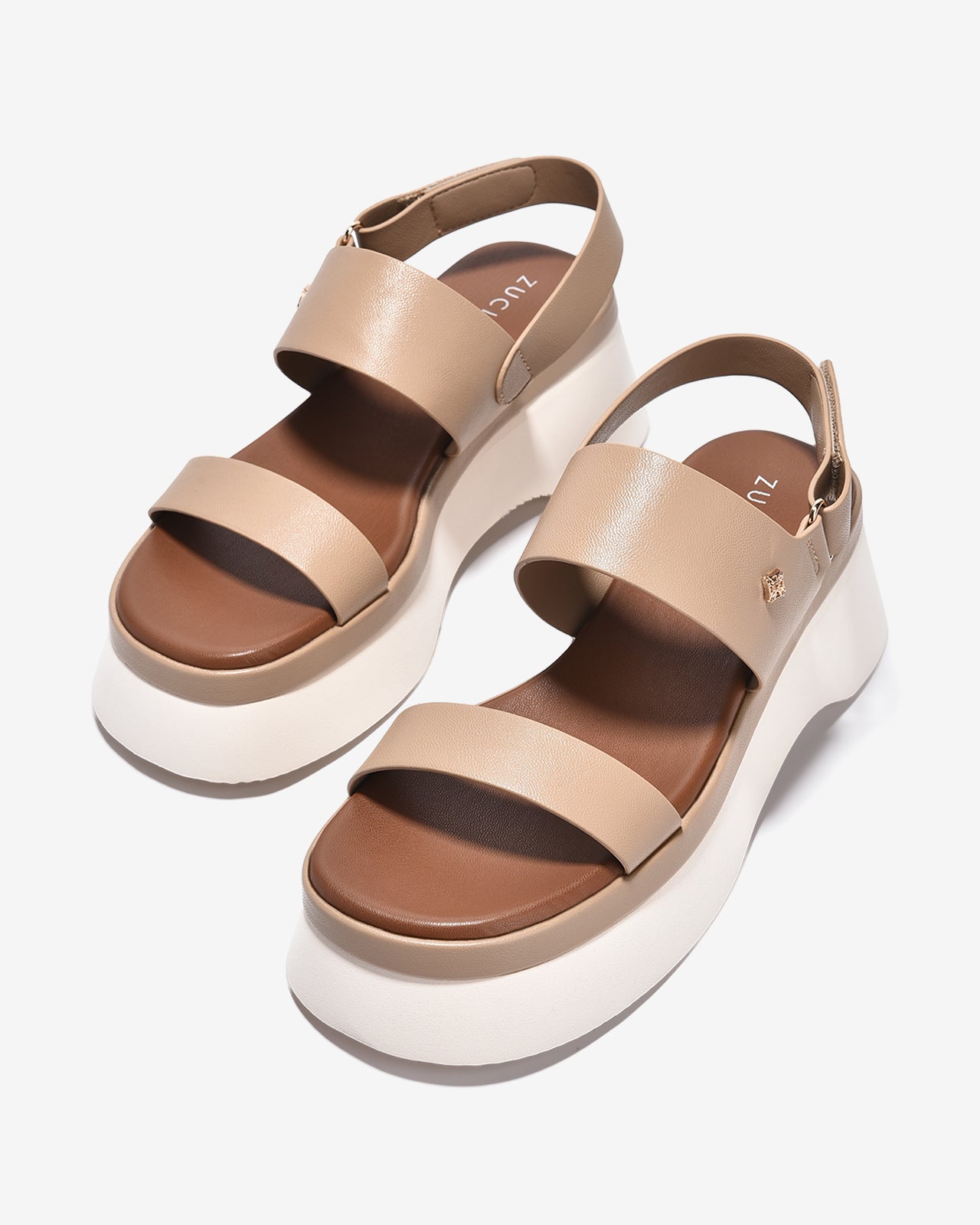 Sandal Xuồng Zucia Hai Quai Ngang Đính Logo-STH99-Cafe Color1