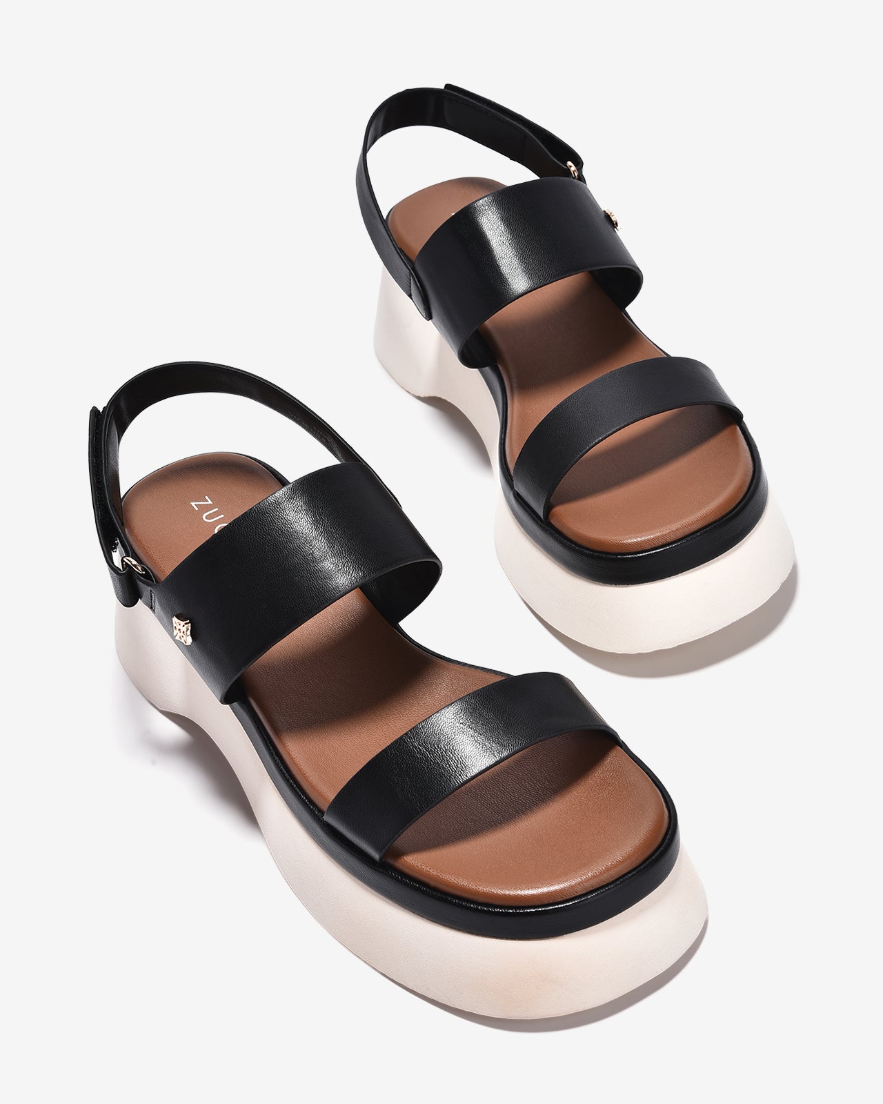 Sandal Xuồng Zucia Hai Quai Ngang Đính Logo-STH99-Đen Color2