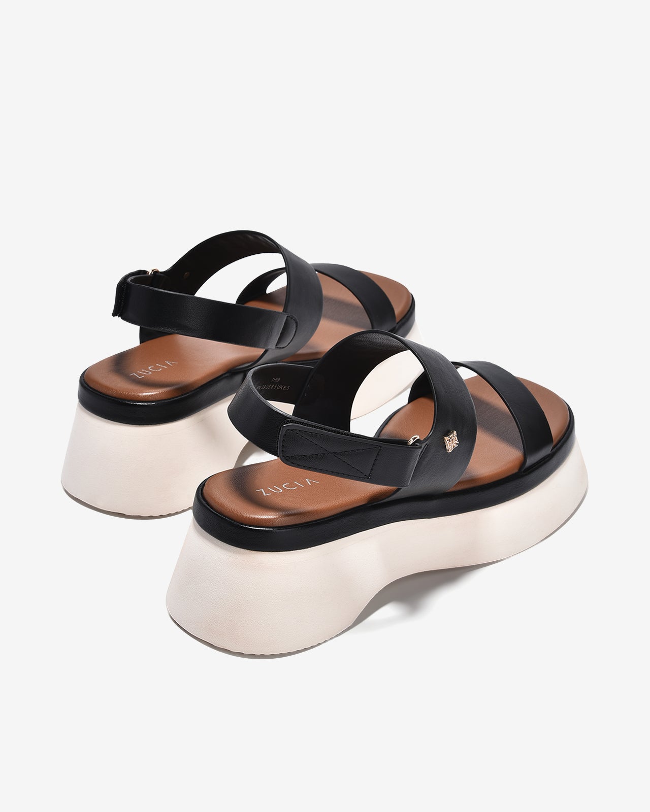Sandal Xuồng Zucia Hai Quai Ngang Đính Logo-STH99-Đen Color1