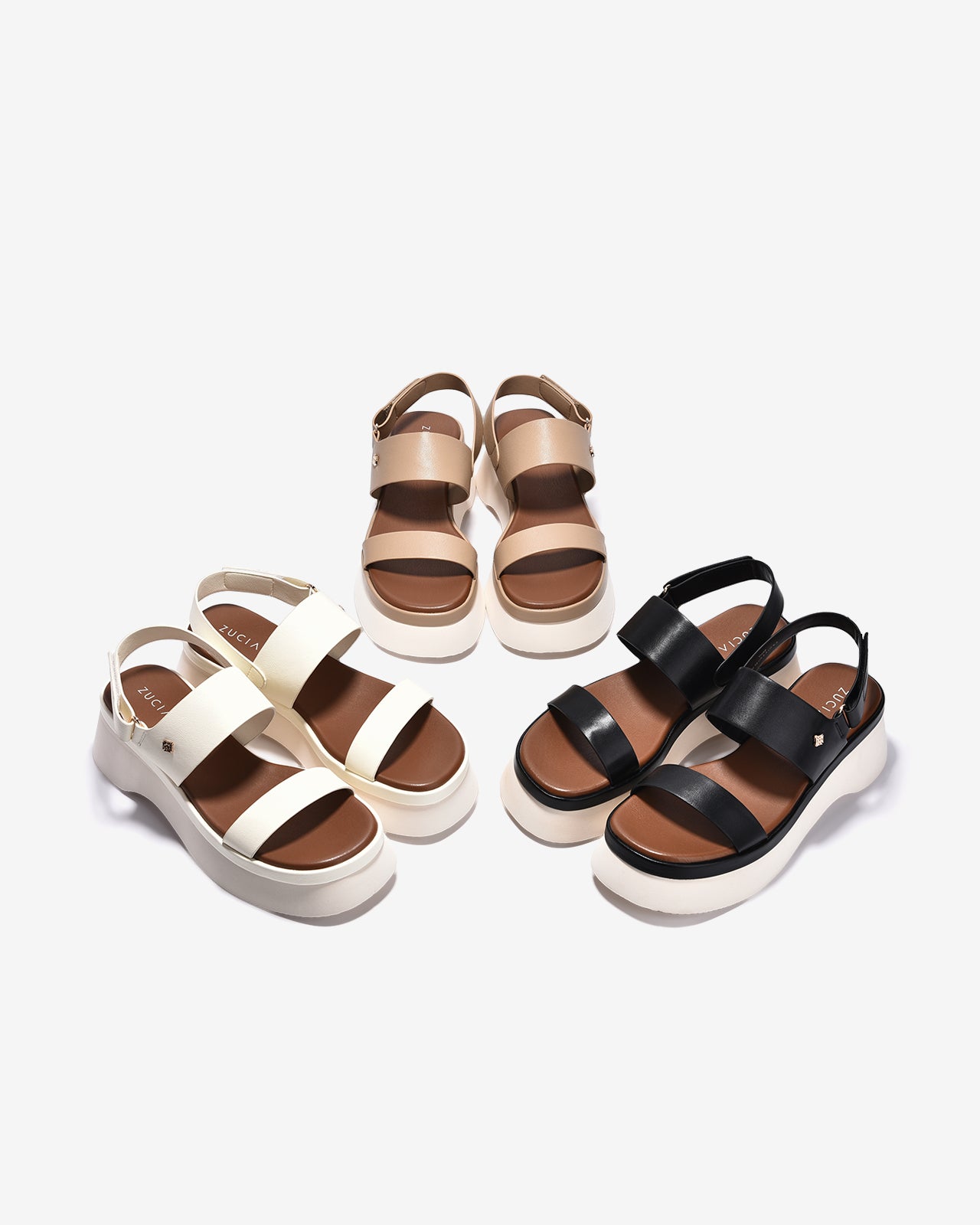 Sandal Xuồng Zucia Hai Quai Ngang Đính Logo-STH99-Đen Color2