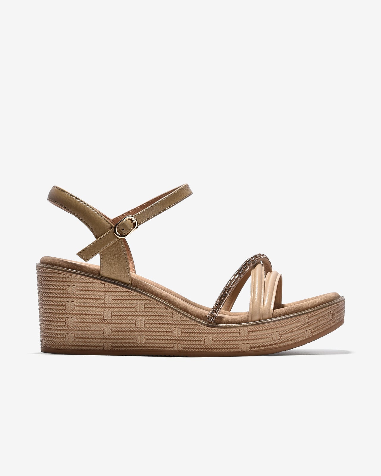 Giày Sandal Xuồng Zuciani Quai Đá Lấp Lánh-SCM15-Cafe Color2First