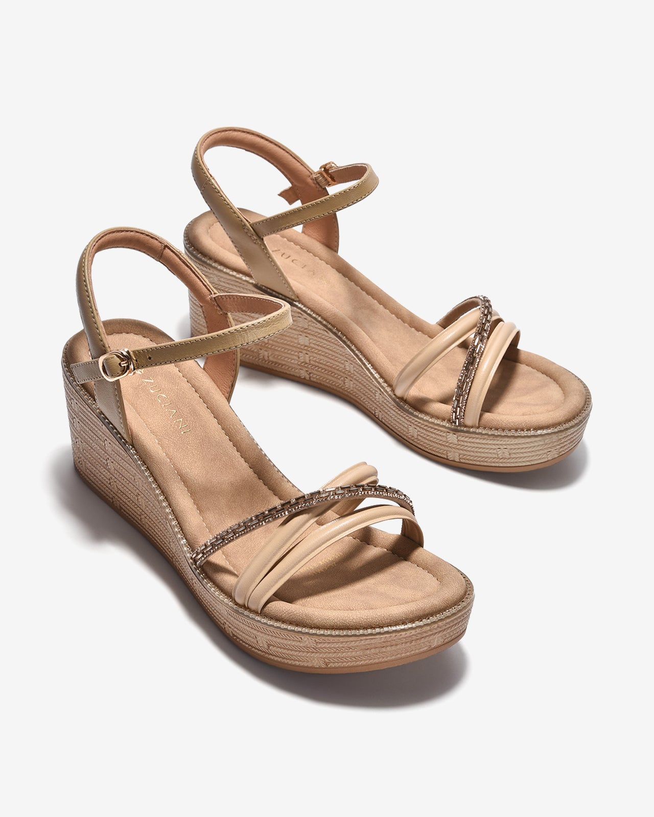 Giày Sandal Xuồng Zuciani Quai Đá Lấp Lánh-SCM15-Cafe Color1