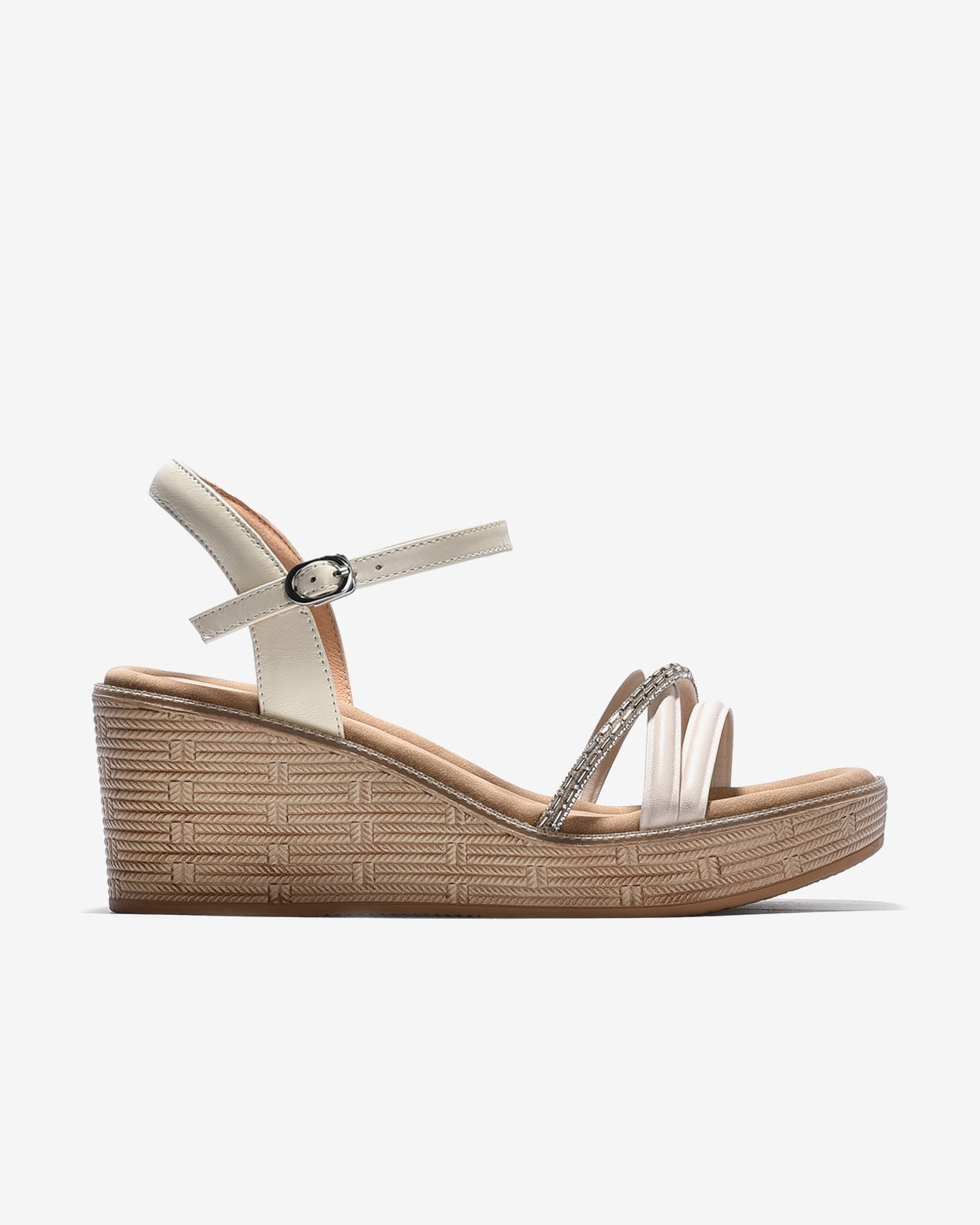 Giày Sandal Xuồng Zuciani Quai Đá Lấp Lánh-SCM15-Trắng Color2First