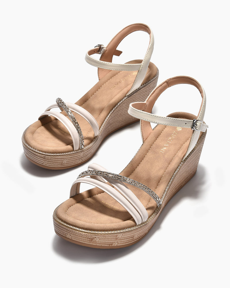 Giày Sandal Xuồng Zuciani Quai Đá Lấp Lánh-SCM15-Trắng Color2