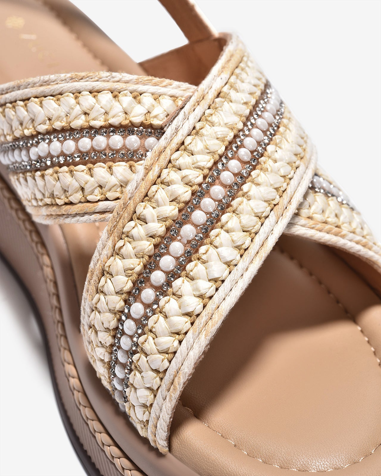 Giày Sandal Xuồng Zuciani Quai Cối Đính Châu-SCM16-Kem Color2