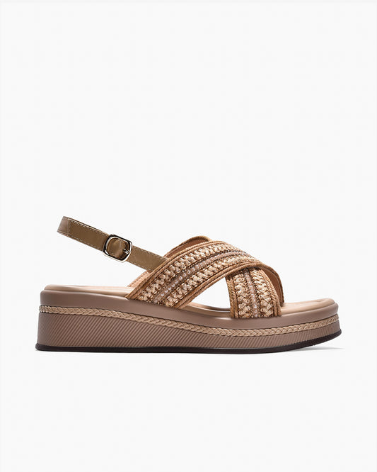 Giày Sandal Xuồng Zuciani Quai Cối Đính Châu-SCM16-Nâu Color1First