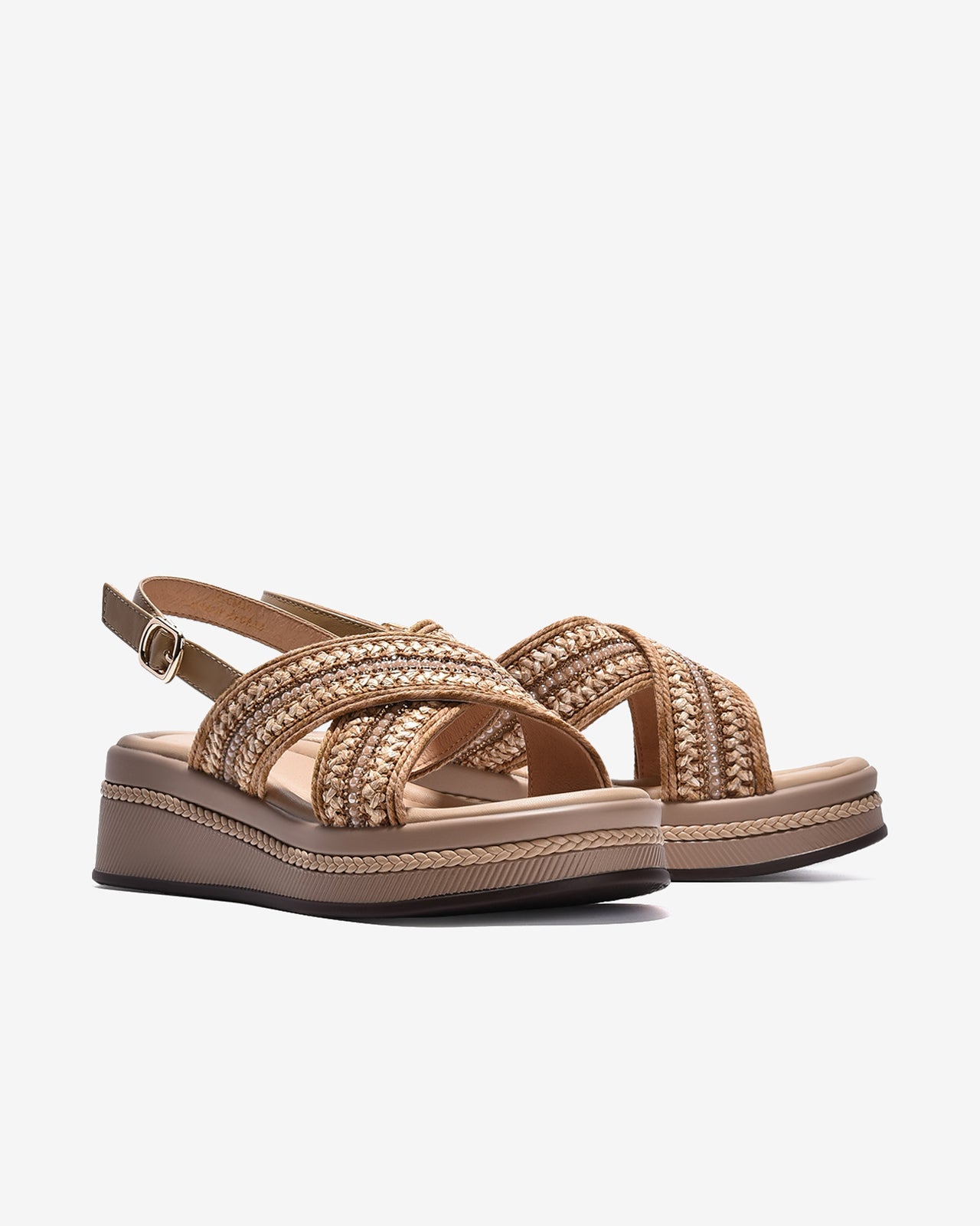 Giày Sandal Xuồng Zuciani Quai Cối Đính Châu-SCM16-Nâu Color2