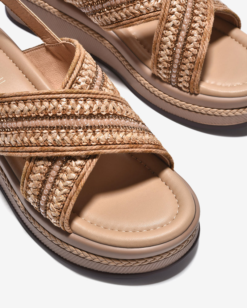 Giày Sandal Xuồng Zuciani Quai Cối Đính Châu-SCM16-Nâu Color2