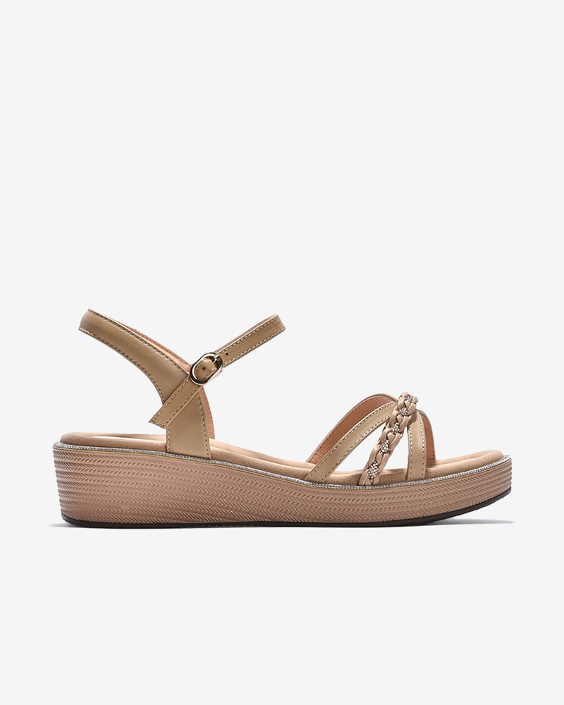 Giày Sandal Xuồng Zuciani Phối Kim Sa-SMD02Kem Color2First