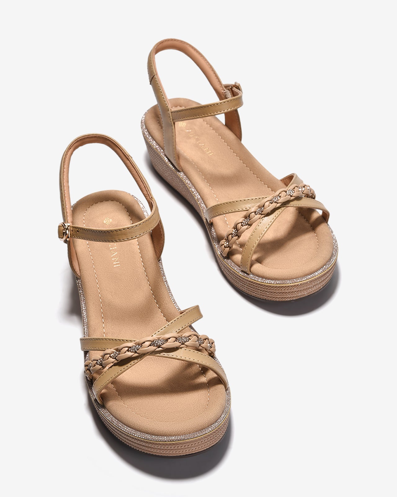 Giày Sandal Xuồng Zuciani Phối Kim Sa-SMD02Kem Color2