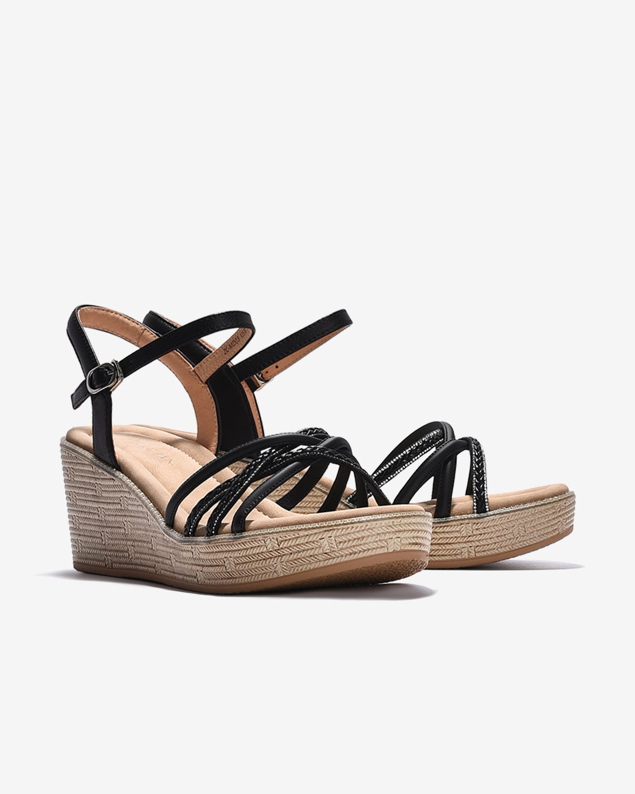 Giày Sandal Xuồng Zuciani Quai Đan Chéo Ánh Kim-SMD03Đen Color2