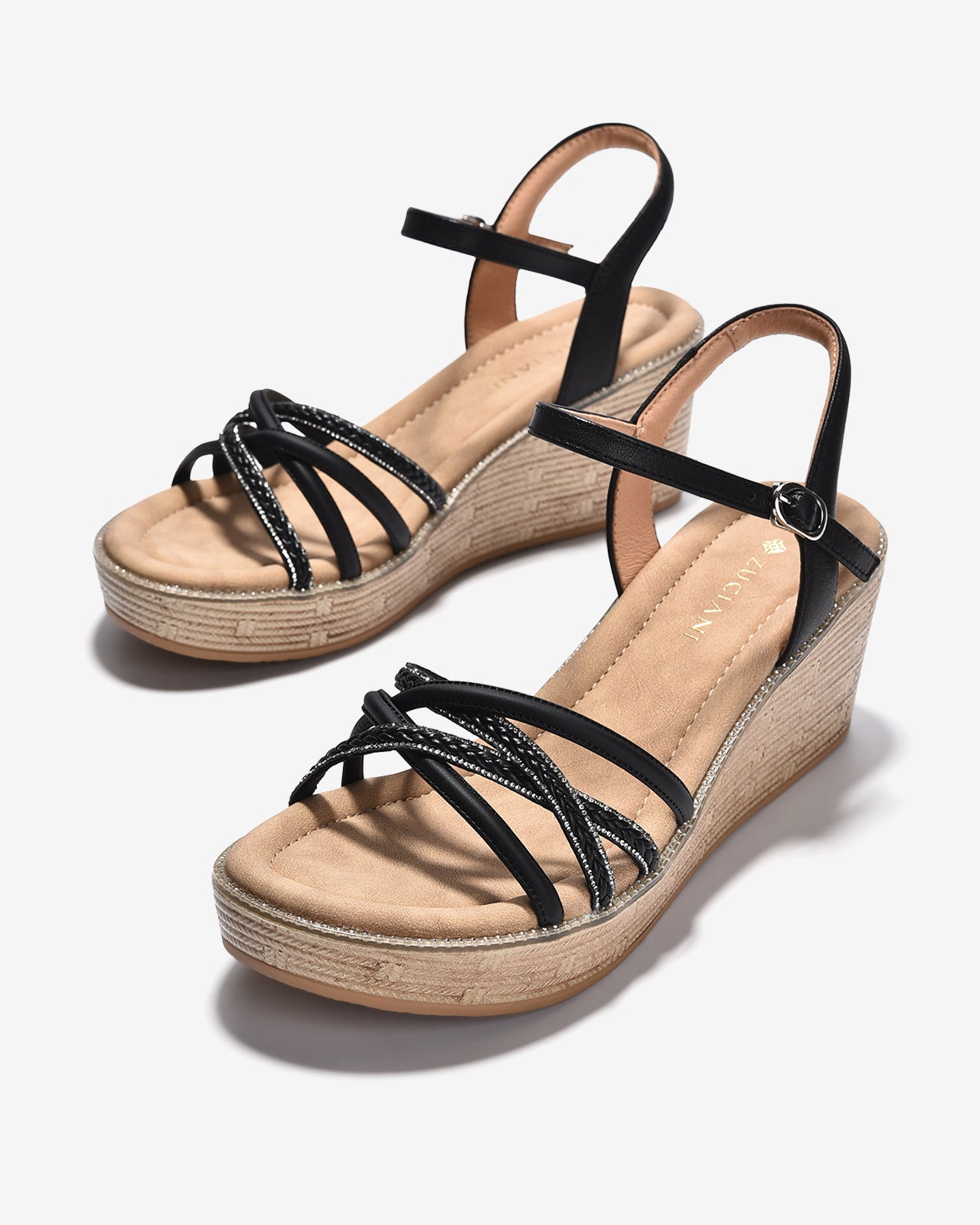 Giày Sandal Xuồng Zuciani Quai Đan Chéo Ánh Kim-SMD03Đen Color2