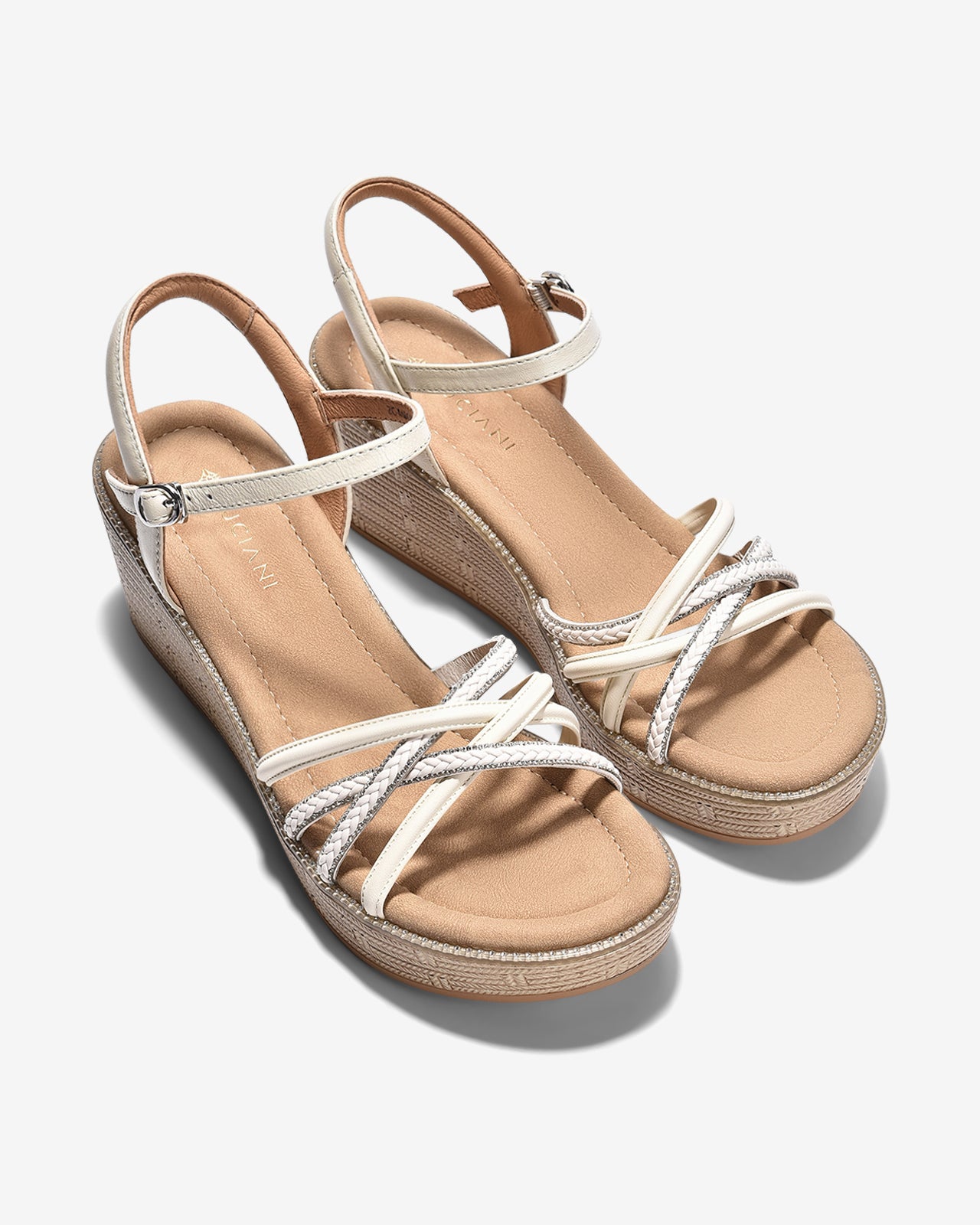 Giày Sandal Xuồng Zuciani Quai Đan Chéo Ánh Kim-SMD03-Trắng Color1