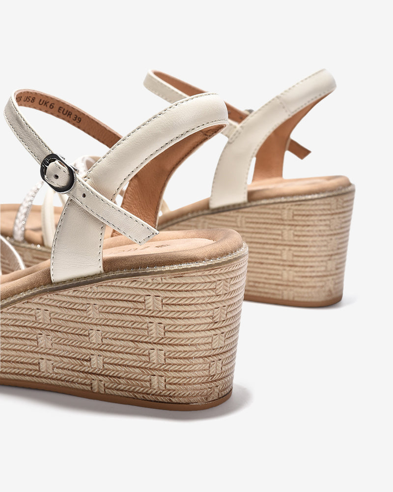 Giày Sandal Xuồng Zuciani Quai Đan Chéo Ánh Kim-SMD03-Trắng Color1