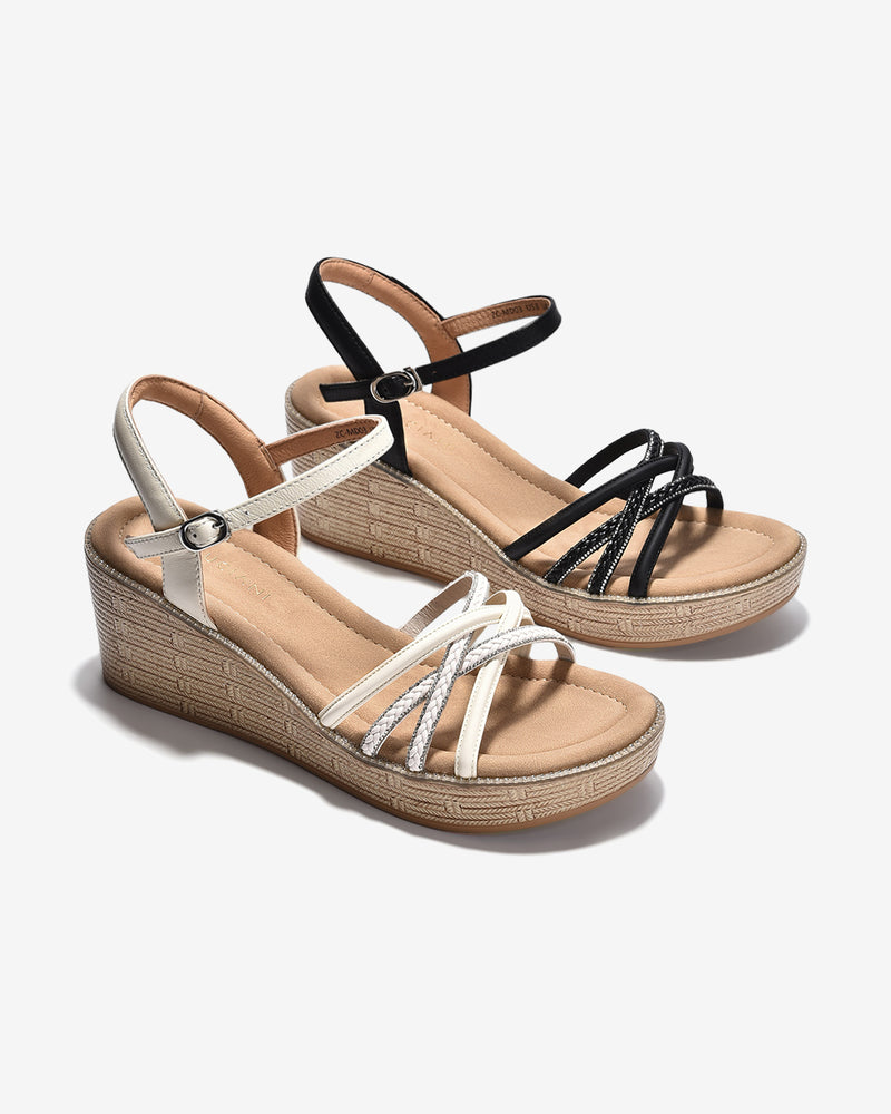Giày Sandal Xuồng Zuciani Quai Đan Chéo Ánh Kim-SMD03-Trắng Color2