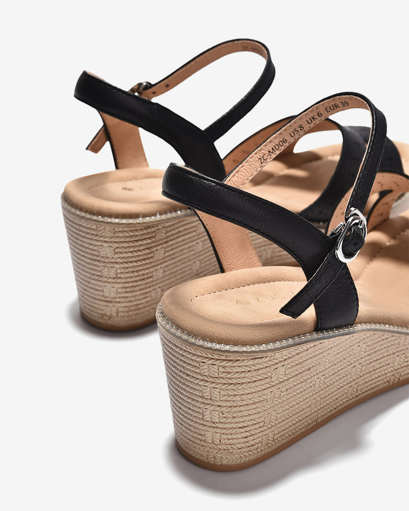 Giày Sandal Xuồng Zuciani Quai Chữ H Cách Điệu-SMD06-Đen Color2