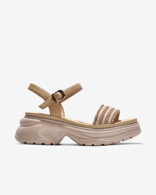 Giày Sandal Xuồng Zuciani Quai Đan Dây Đính Đá-SMD07-Kem Color1First