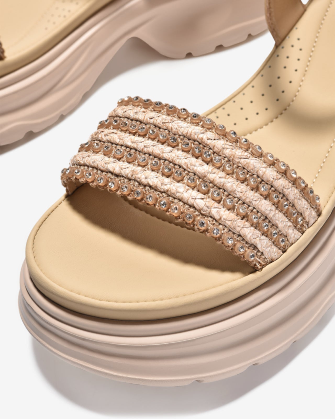 Giày Sandal Xuồng Zuciani Quai Đan Dây Đính Đá-SMD07-Kem Color1